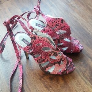 Pink and Black Tie Up Heels